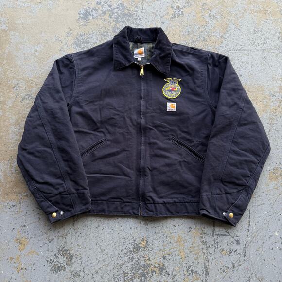 Vintage Carhartt Navy Blue FFA Detroit Jacket L - Picture 1 of 8